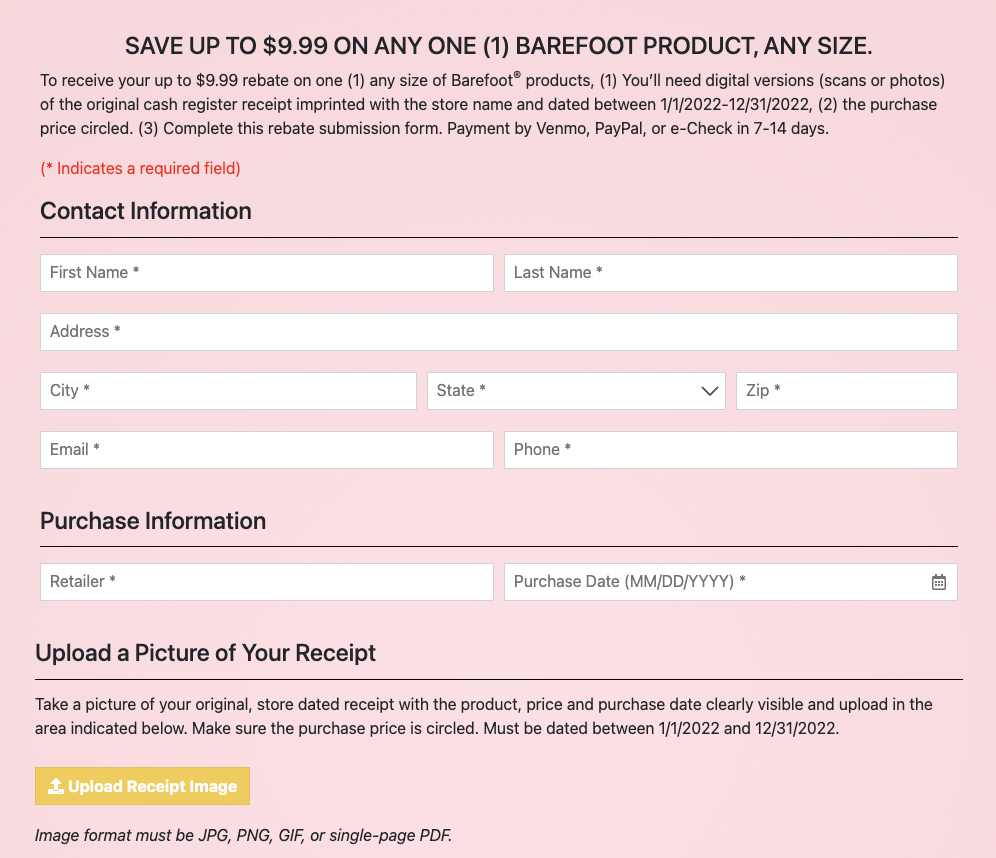 Barefoot Wine Rebate Printable Rebate Form