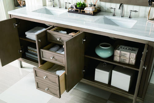 Chicago 72 White Washed Walnut Double Vanity With 3 CM Arctic Fall 