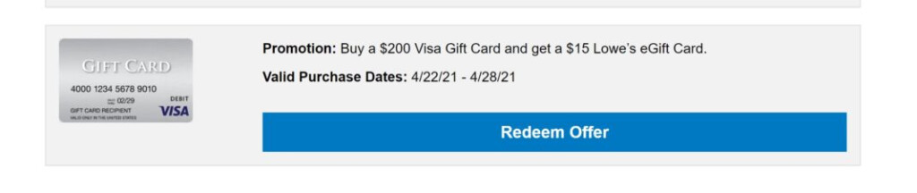  EXPIRED Free 15 Lowe s Gift Card With 200 Visa Gift Card Stacks 