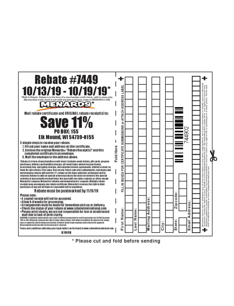 Fillable Rebate Form 4448 Menards MenardsRebate Form