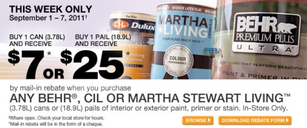 Home Depot Canada Save 7 25 Paint Rebate