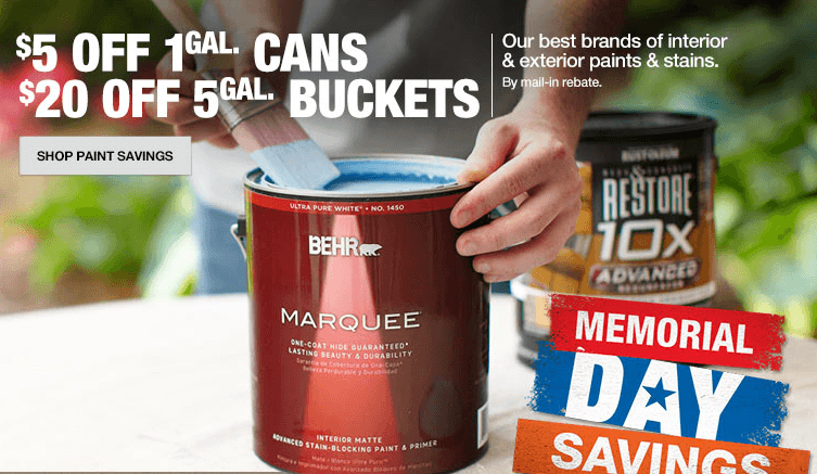 Home Depot Memorial Day Paint Savings Up To 20 Off Select Paint Via