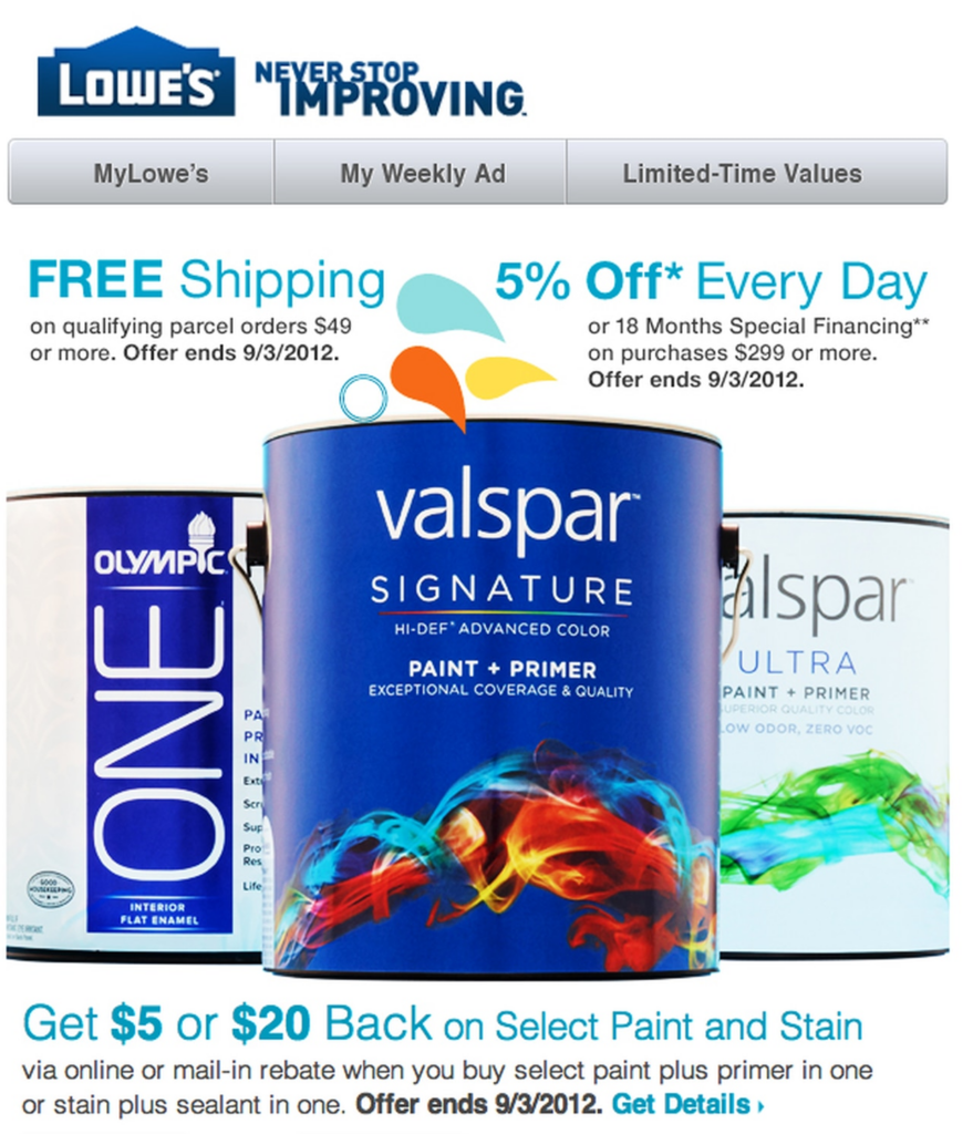 Lowe s Valspar 5 Off Paint Offer Al