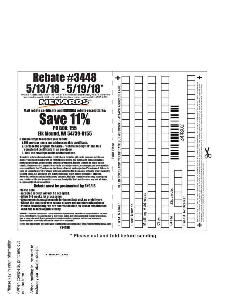 Menards 11 Rebate 3448 Purchases 4 13 18 4 19 18