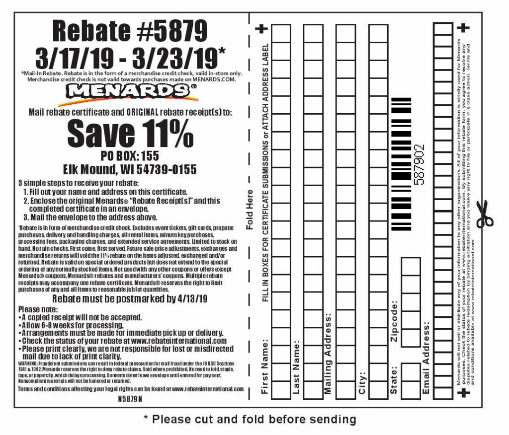 Menards 11 Rebate 5879 Purchases 3 17 19 3 23 19 Struggleville