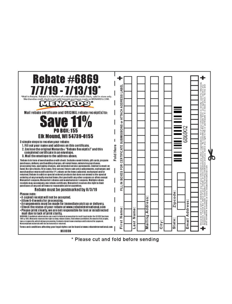 Menards 11 Rebate Request Form Rebate Number On My Receipt