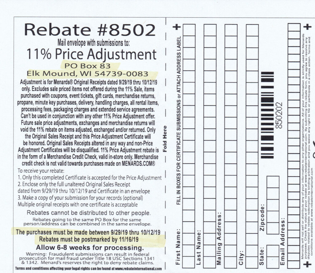 Menards Price Adjustment Rebate Form June 2022 Menards RebateForm