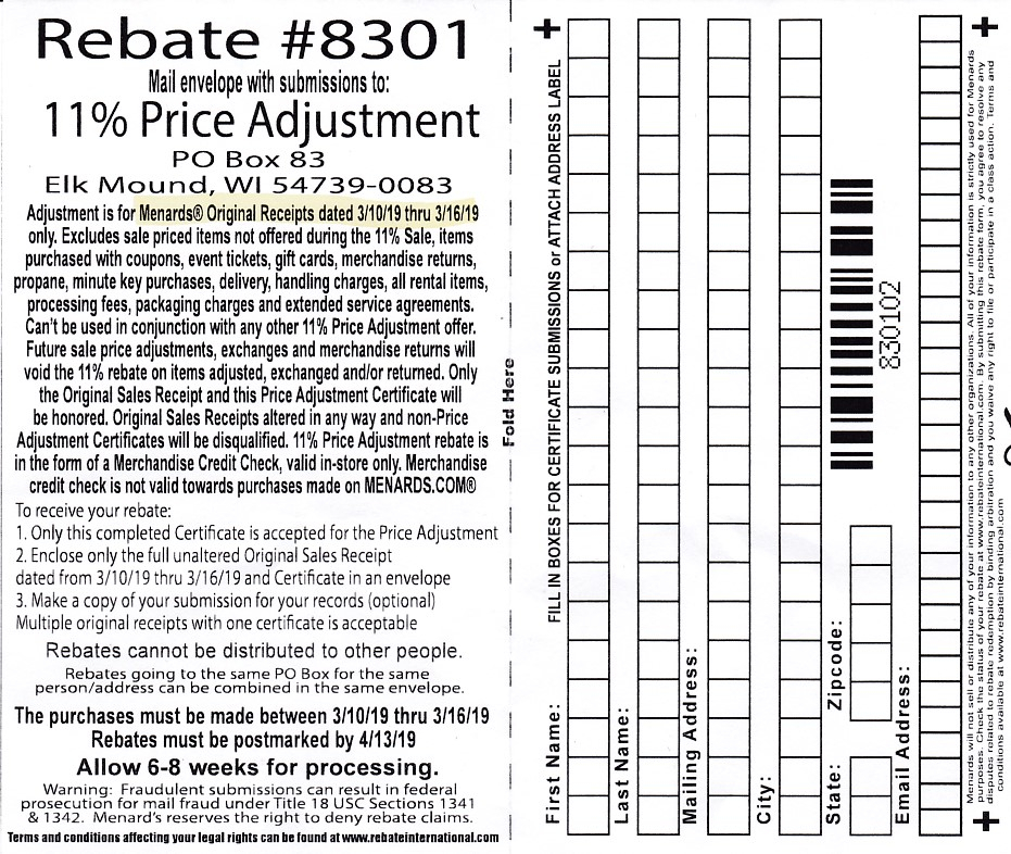 Menards Rebate Form April 2021 Printable Crossword Puzzles Bingo