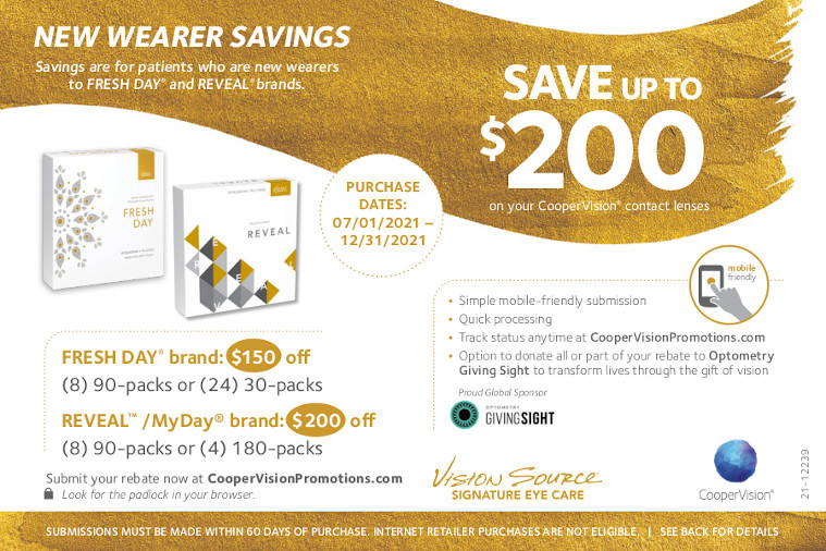 New Wearer Rebate Save Up To 200 On Your CooperVision Contact Lens 