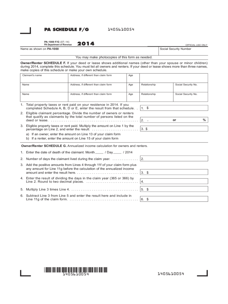 Pennsylvania Property Tax Rent Rebate 5 Free Templates In PDF Word