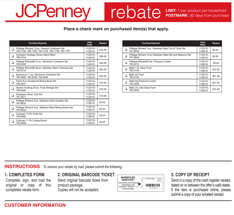 Rebate Form For Jcpenney Association Printable Rebate Form