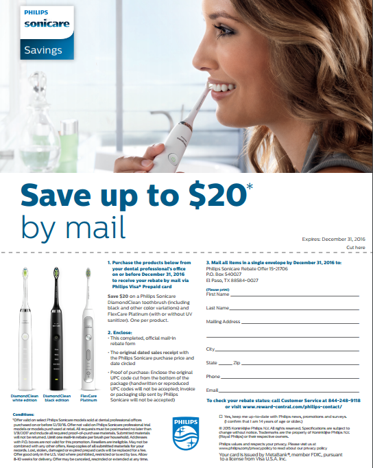 Sonicare Rebates Save Up To 20 Off Expires Dec 31st 2016 Philips