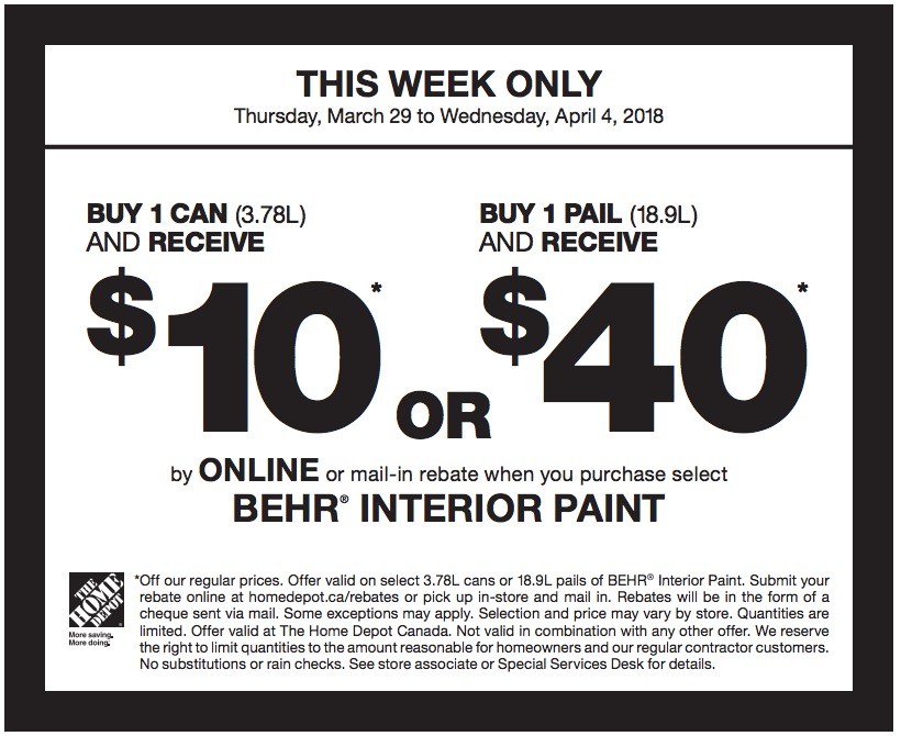 The Home Depot Canada Paint Rebate Coupons Receive Up To 40 With