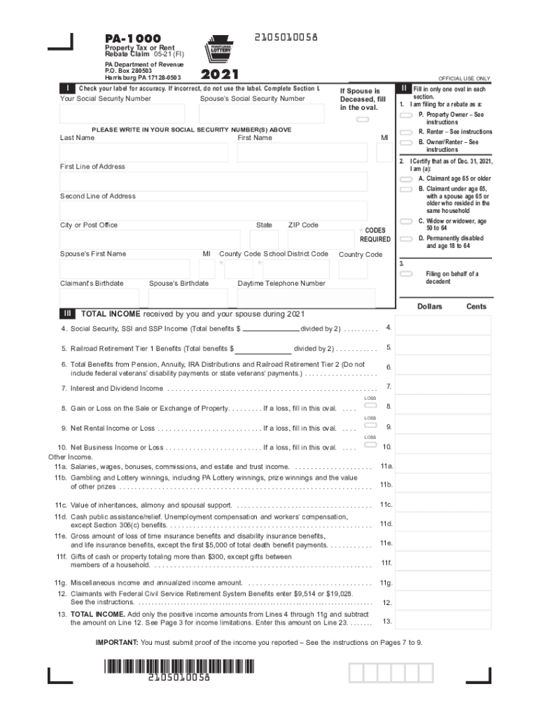 2021 Form PA PA 1000 Fill Online Printable Fillable Blank PdfFiller
