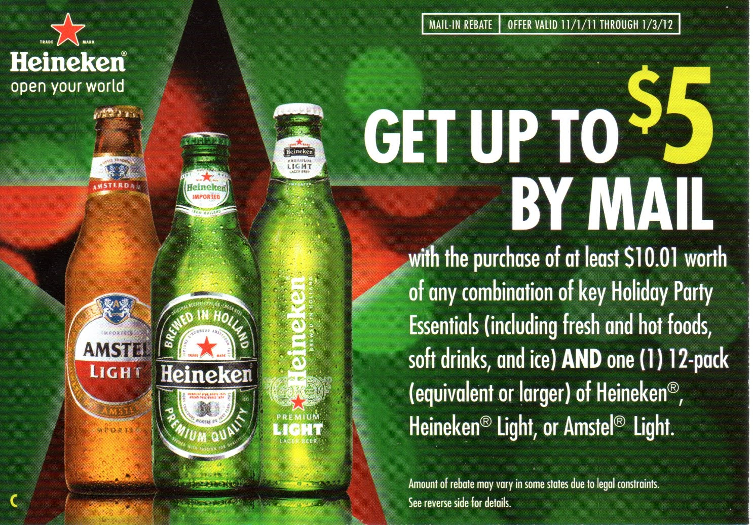 Coupon STL Heineken Beer Rebate Save 5 By Mail On Holiday Party