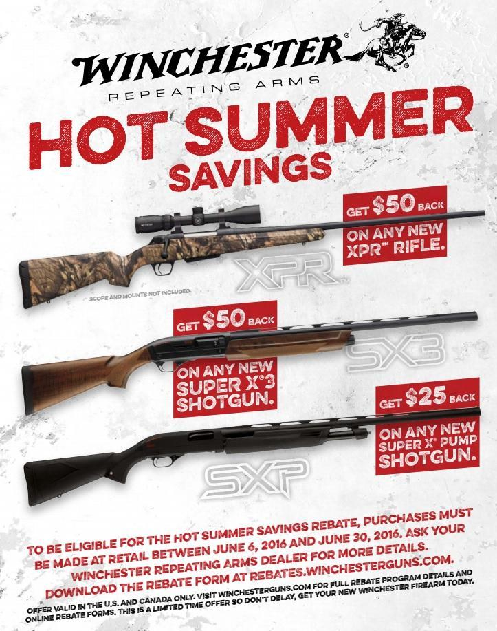 Winchester Hot Summer Savings Rebate 50 Off XPR Rifles 50 Off SX3