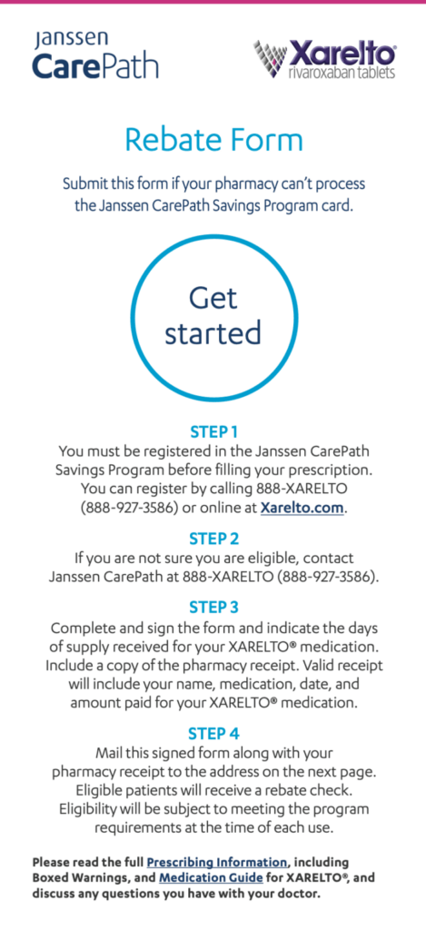 Xarelto Rebate Form Printable Rebate Form